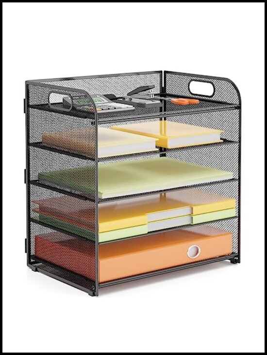 Other - 5 Tier Metal Mesh Desk Organizer Letter Tray with Handles - Office File Sorter